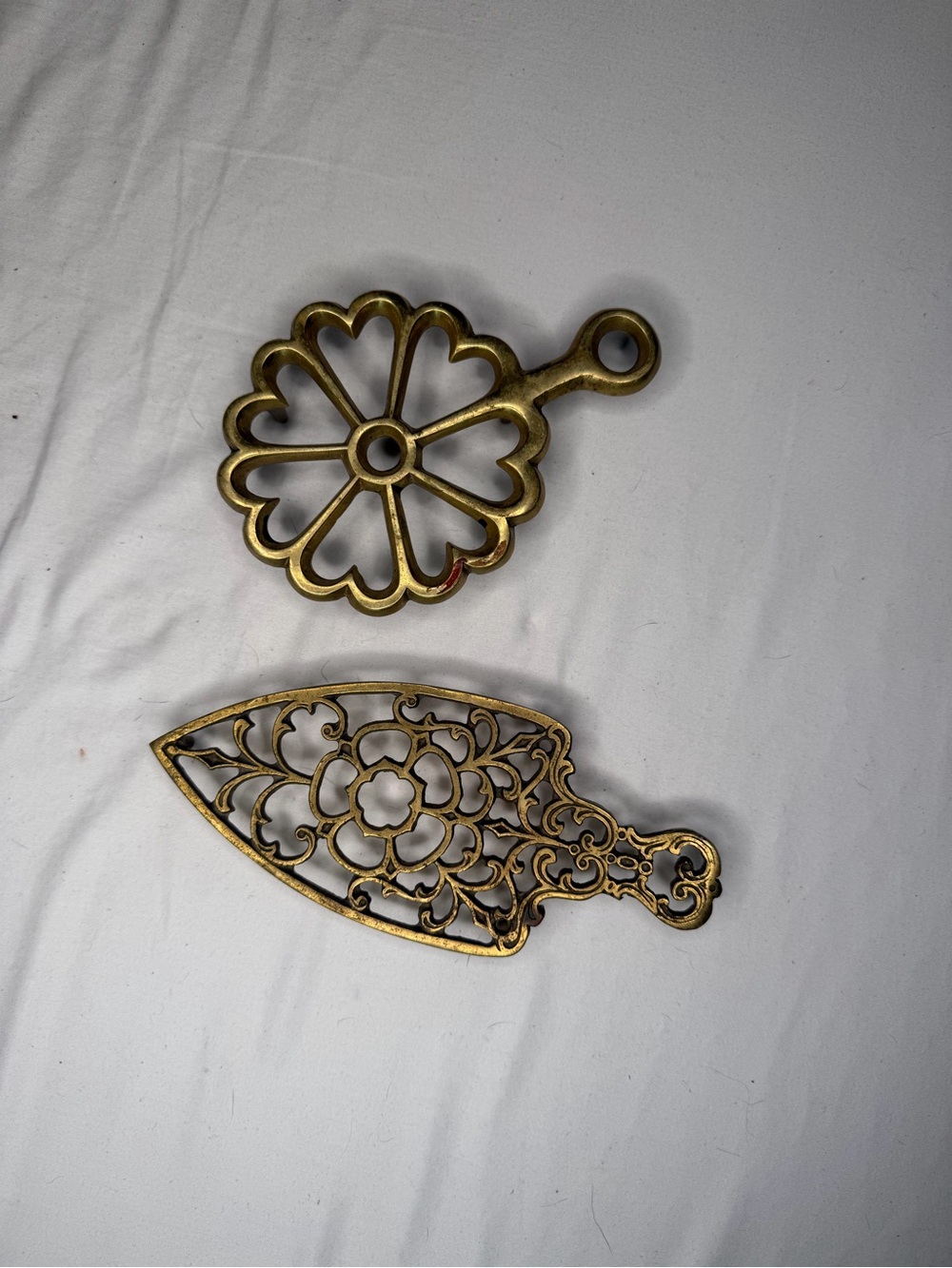 Solid brass vintage trivets